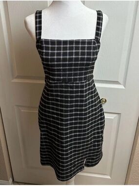 Hollister Black & White Plaid Square-Neck Mini Dress